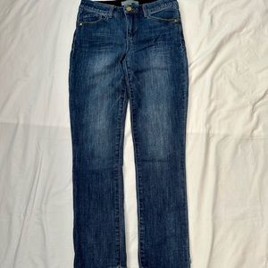 Wit & Wisdom Womens Size 2 Denim Ankle Jeans Blue Mid Rise Raw Hem 28x26